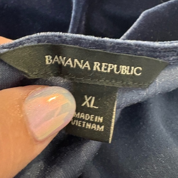 Deep Blue Velvet 3/4 sleeve top scoop back holiday new years XL Banana Republic - Picture 9 of 9
